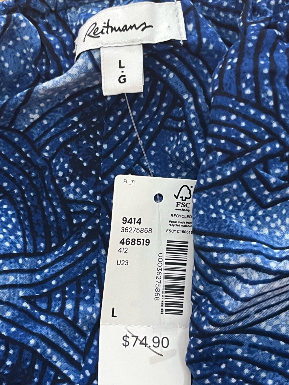 NWT Reitmans Blue Batik Print Halter Neck Midi Dress Large - Picture 6 of 9